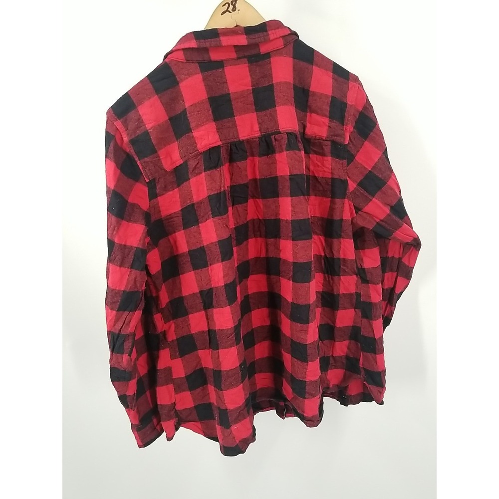 Croft And Barrow Womens 1X Long Sleeve Button Up Flannel Plaid Shirt - Picture 6 of 6